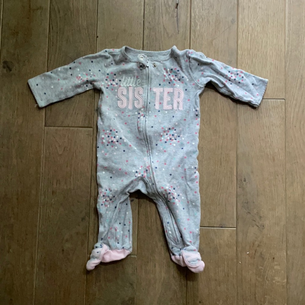 Carter's Gray and Pink Little Sister Footie